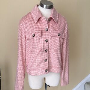 Cute Bagatelle blush and cream shacket jacket